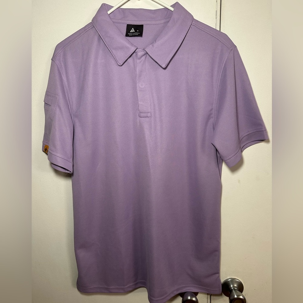 Lavender men’s polo style casual golf shirt.